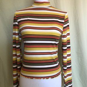 Long sleeve orange, gold, earth tone stripes